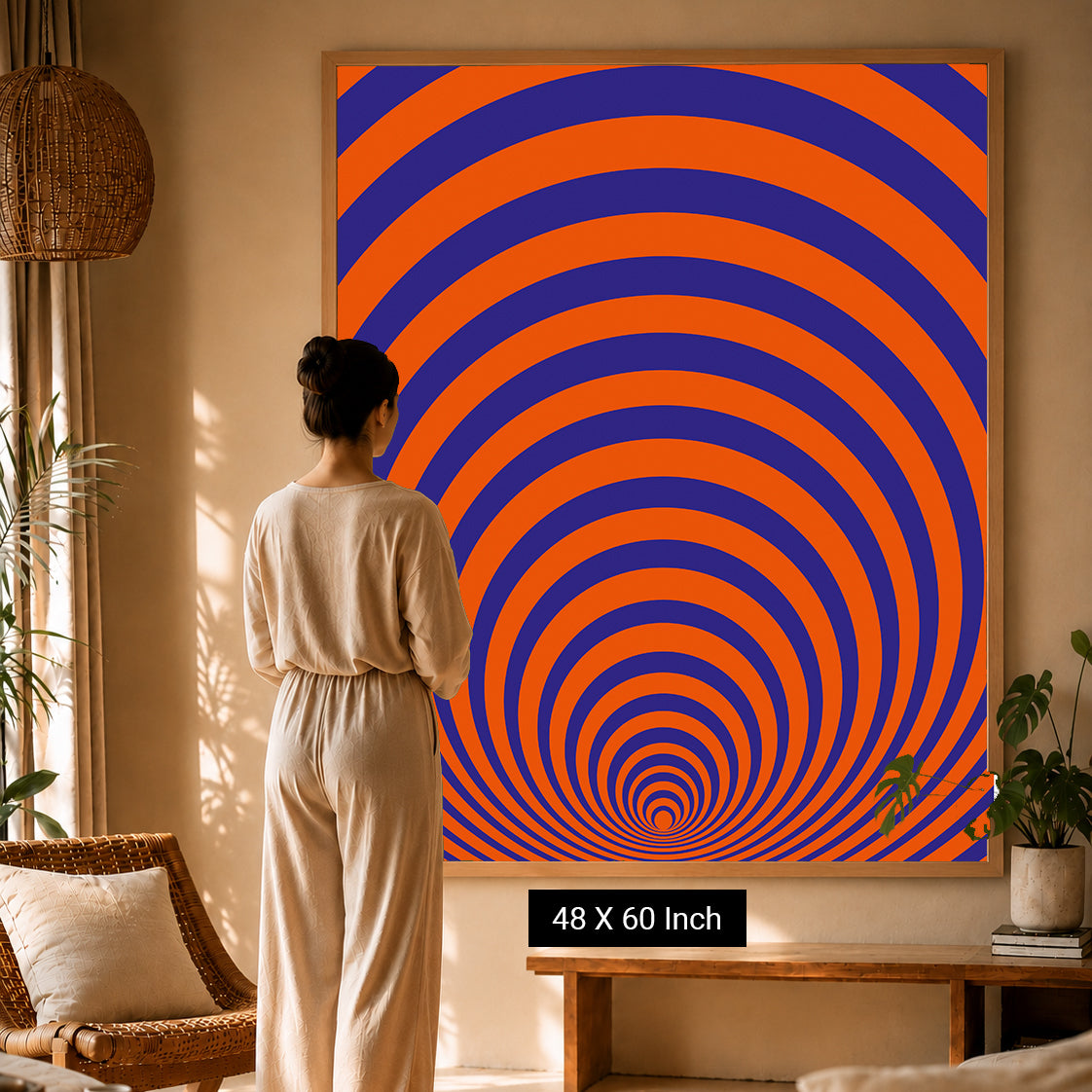 Organic concentric pattern art print for mindful concentration