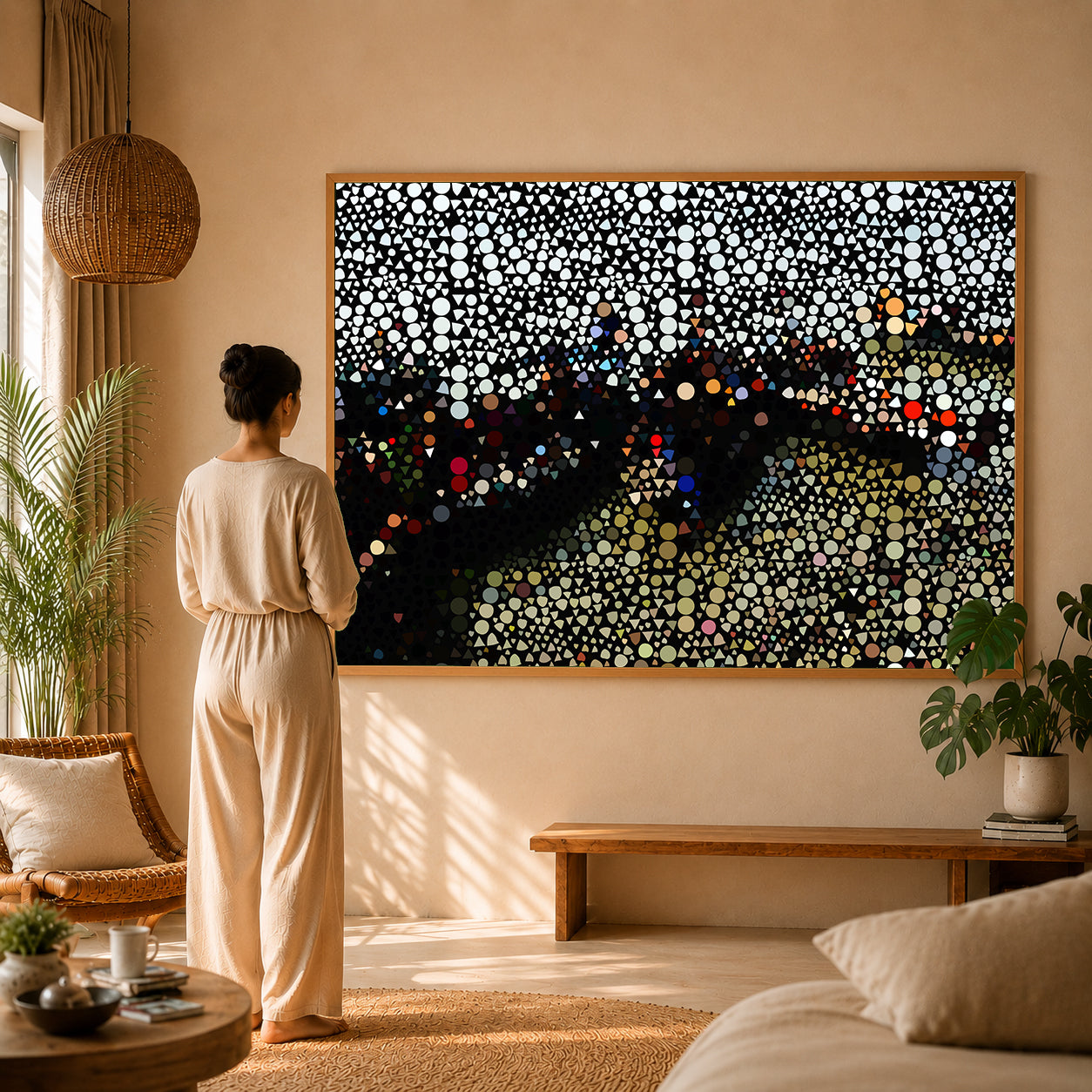 Peaceful sunset wave canvas print for serene coastal homes