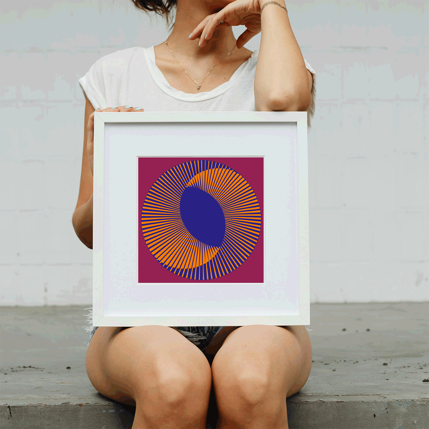 Soft optical illusion art print for daily anxiety reduction and focus
