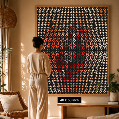Soft taupe Japandi canvas print for restful room transformation