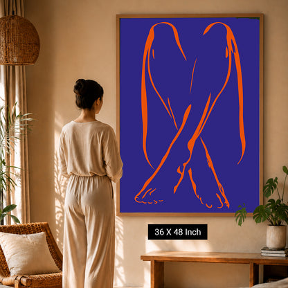 Unframed minimalist line art poster on thick textured paper