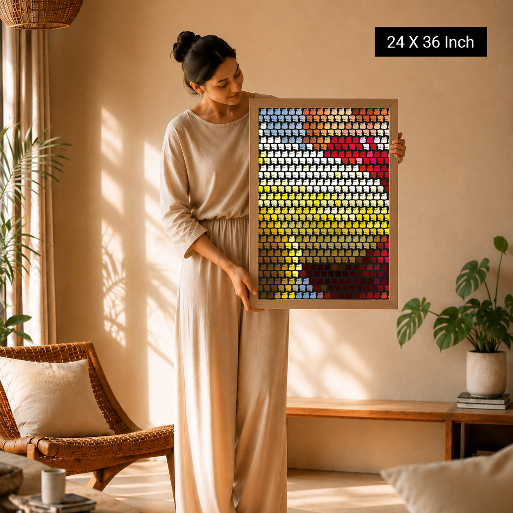 Wabi-Sabi textured horizon canvas print for modern sofa backdrop