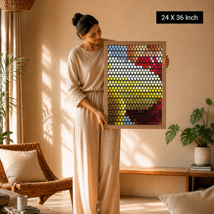 Wabi-Sabi textured horizon canvas print for modern sofa backdrop
